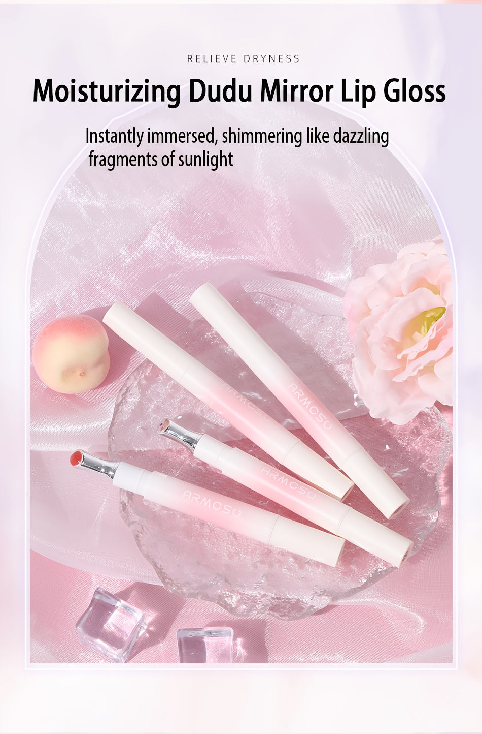 ARMOSU Glossy Lip Gloss - Moisturizing And Non-Fading Lip Glaze - Long-Lasting Color with Low Saturation, a Fall And Winter Bestseller, Creates a Plump And Sophisticated Lip Look, Available in Six Popular Shades - Perfect for