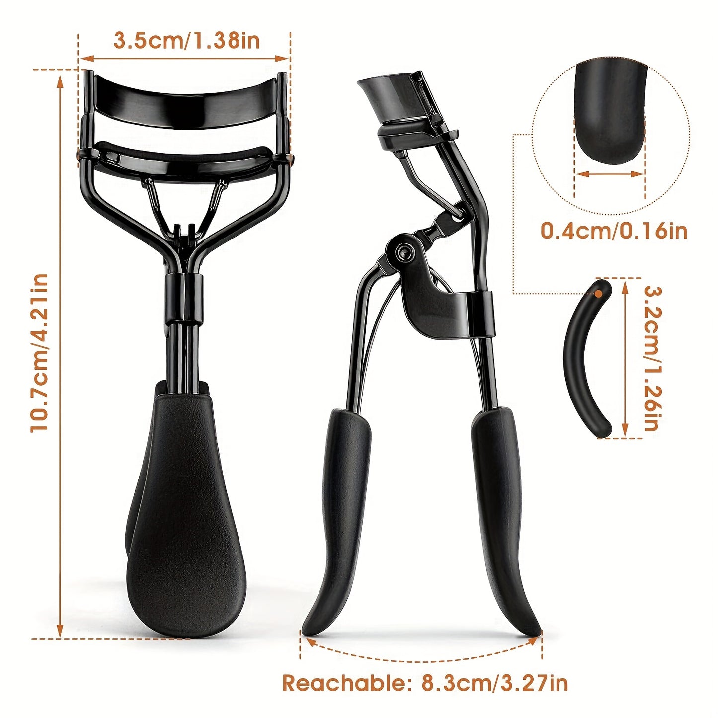 Eyelash Curler, 3in 1 Lash Curler Curling Tool Set, Black Handle Professional Practical Makeup Cosmetic Tool and 10 Refills Pads, Curl Eyelash in Seconds, Makeup Accessory for Girl and Women
