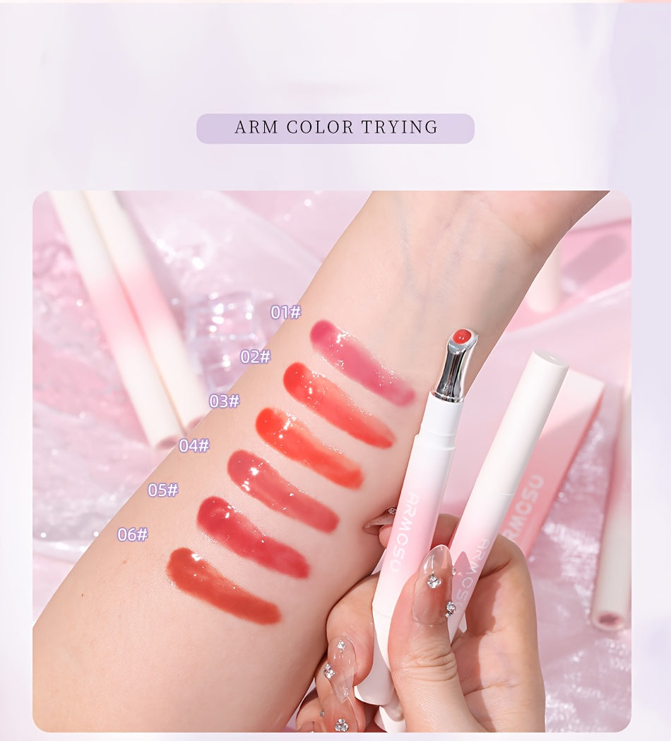 ARMOSU Glossy Lip Gloss - Moisturizing And Non-Fading Lip Glaze - Long-Lasting Color with Low Saturation, a Fall And Winter Bestseller, Creates a Plump And Sophisticated Lip Look, Available in Six Popular Shades - Perfect for