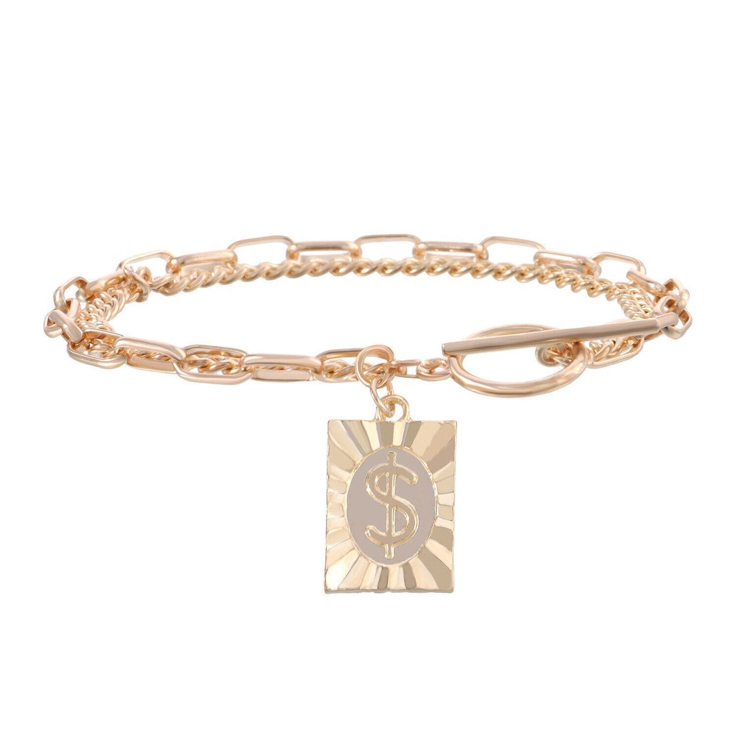 Punk Multilayer Chain Charm Bracelet Heart Cross Coin Jewellery