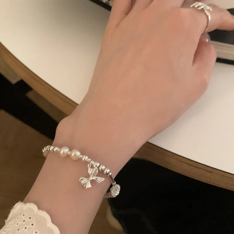 VENTFILLE 925 Sterling Silver Butterfly Bracelet for Girl Bead String Design Insect Fashion Versatile Jewelry Gift Dropshipping