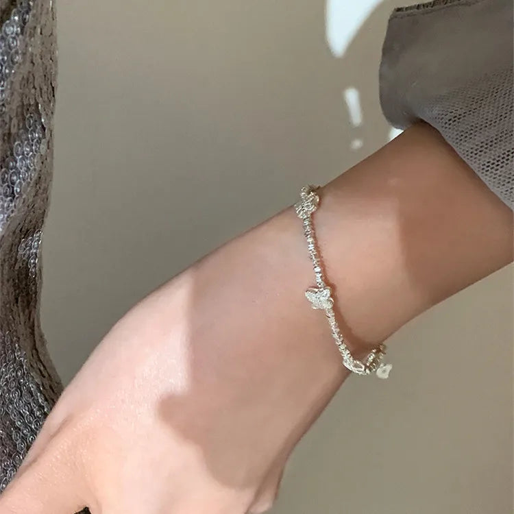 VENTFILLE 925 Sterling Silver Butterfly Bracelet for Girl Bead String Design Insect Fashion Versatile Jewelry Gift Dropshipping