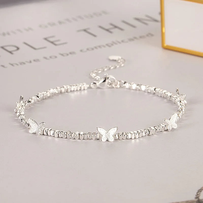 VENTFILLE 925 Sterling Silver Butterfly Bracelet for Girl Bead String Design Insect Fashion Versatile Jewelry Gift Dropshipping