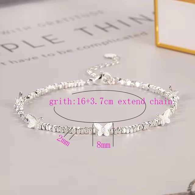 VENTFILLE 925 Sterling Silver Butterfly Bracelet for Girl Bead String Design Insect Fashion Versatile Jewelry Gift Dropshipping
