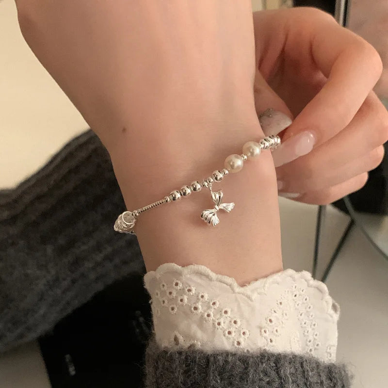 VENTFILLE 925 Sterling Silver Butterfly Bracelet for Girl Bead String Design Insect Fashion Versatile Jewelry Gift Dropshipping