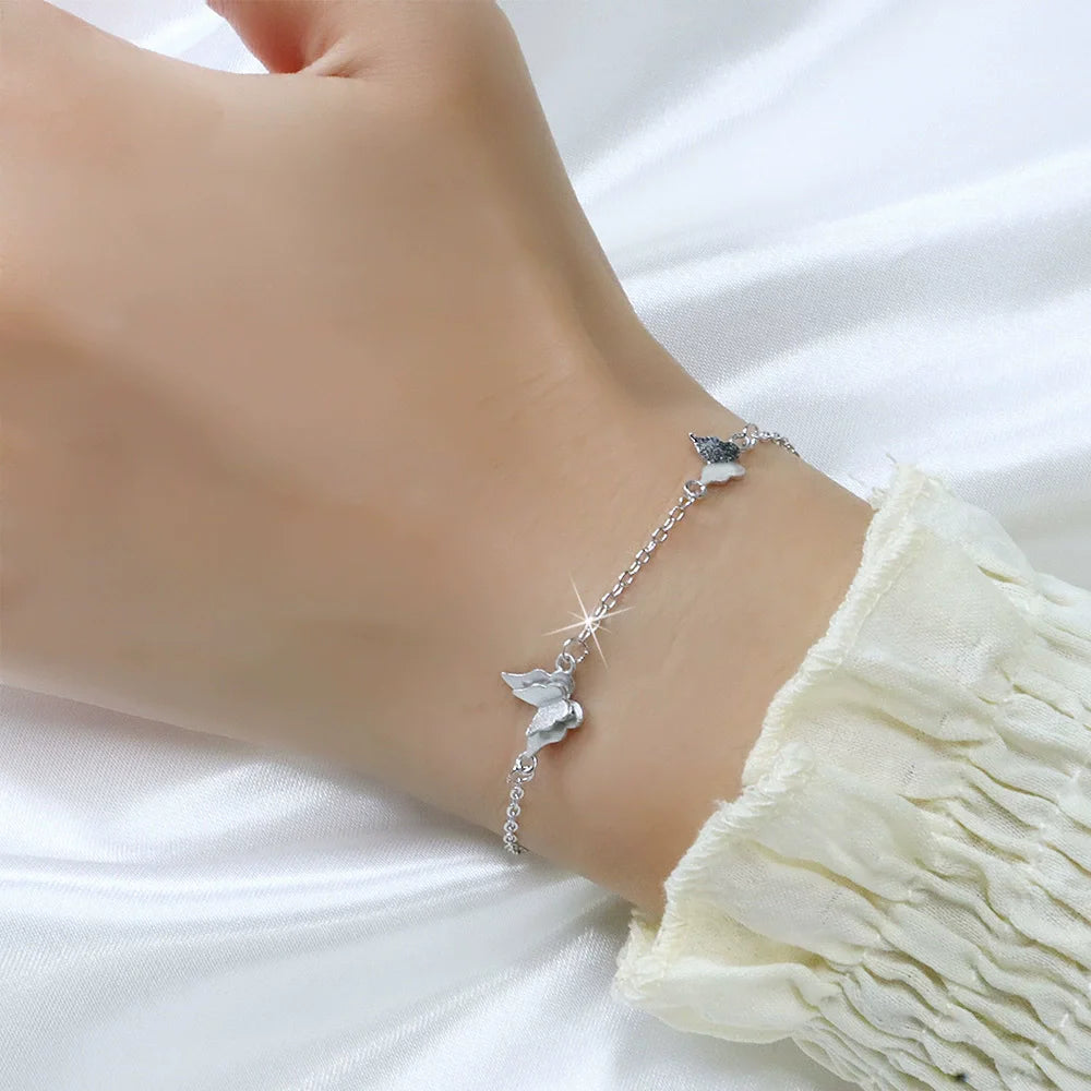 VENTFILLE 925 Sterling Silver Butterfly Bracelet for Girl Bead String Design Insect Fashion Versatile Jewelry Gift Dropshipping