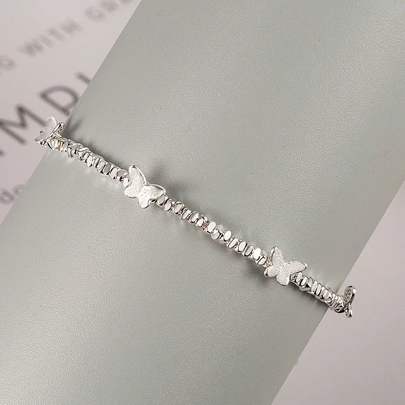 VENTFILLE 925 Sterling Silver Butterfly Bracelet for Girl Bead String Design Insect Fashion Versatile Jewelry Gift Dropshipping