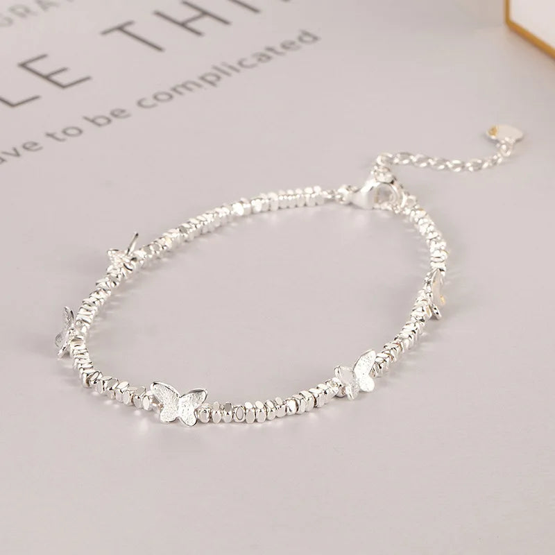 VENTFILLE 925 Sterling Silver Butterfly Bracelet for Girl Bead String Design Insect Fashion Versatile Jewelry Gift Dropshipping