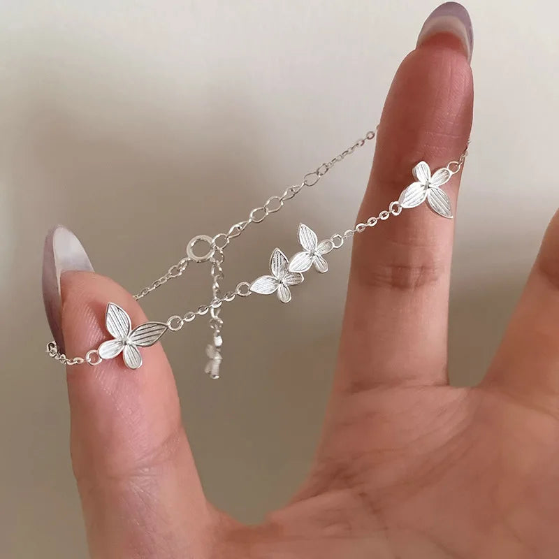 VENTFILLE 925 Sterling Silver Butterfly Bracelet for Girl Bead String Design Insect Fashion Versatile Jewelry Gift Dropshipping