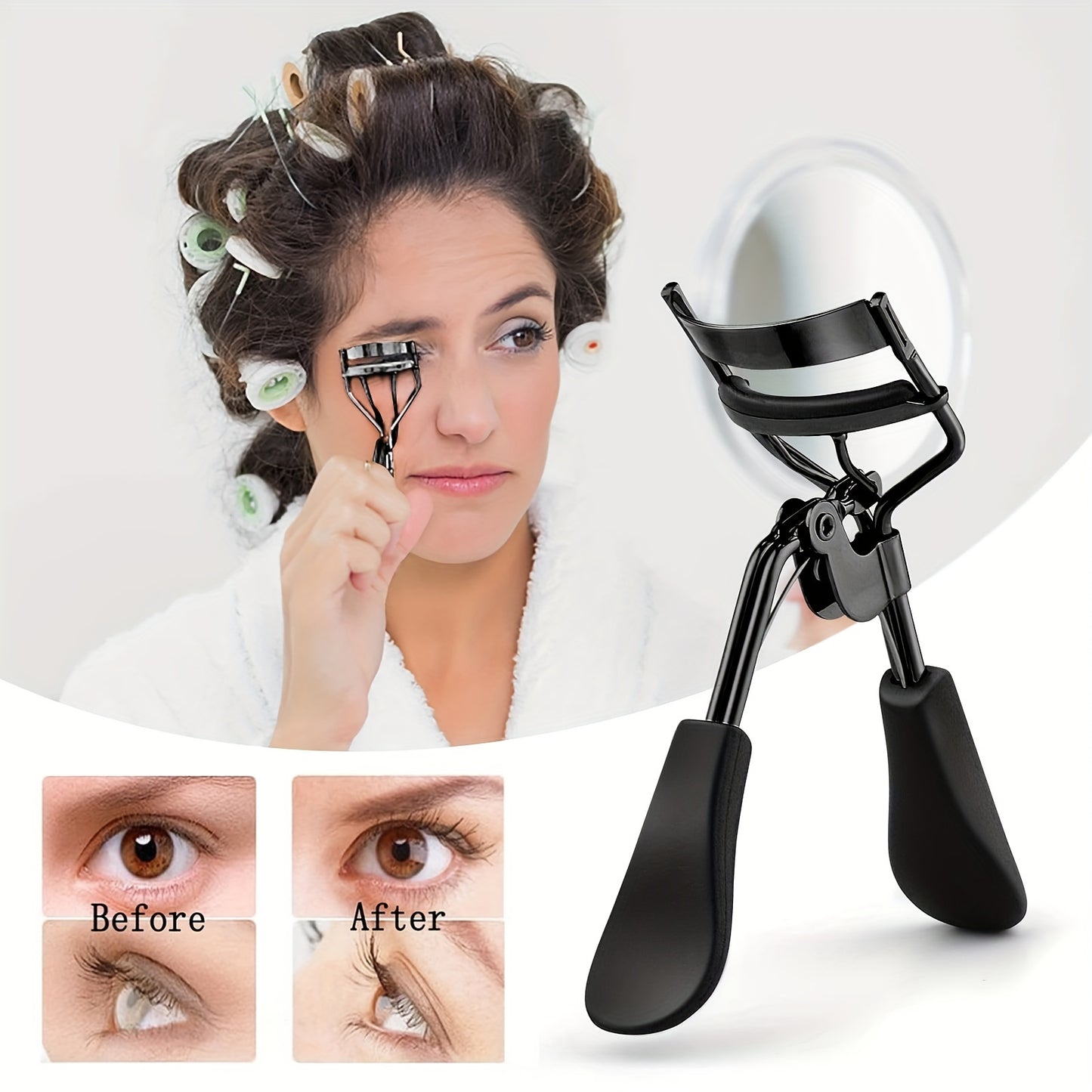 Eyelash Curler, 3in 1 Lash Curler Curling Tool Set, Black Handle Professional Practical Makeup Cosmetic Tool and 10 Refills Pads, Curl Eyelash in Seconds, Makeup Accessory for Girl and Women